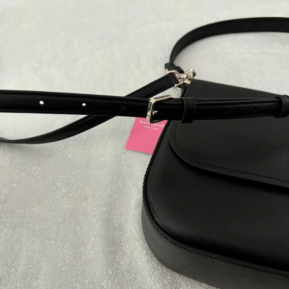 KATE SPADE Black Staci Saffiano Leather Flap Crossbody Bag - Picture 4 of 15